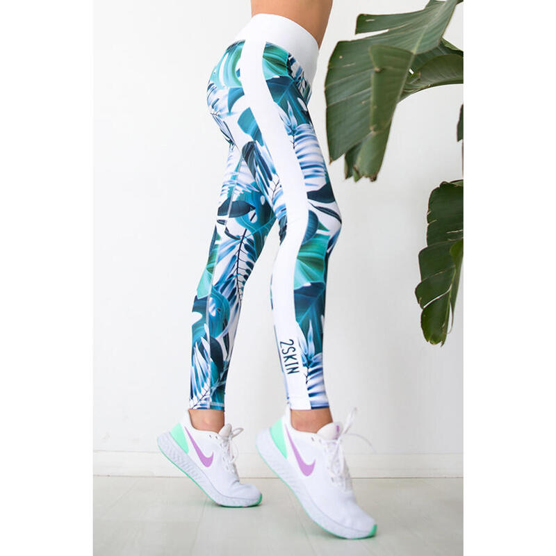 legginsy na trening damskie 2skin Holiday z białym lampasem