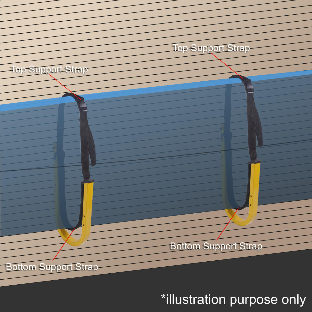 Lomo Surfboard & SUP Board Suspension Wall Rack Mounts - Yellow 2/7