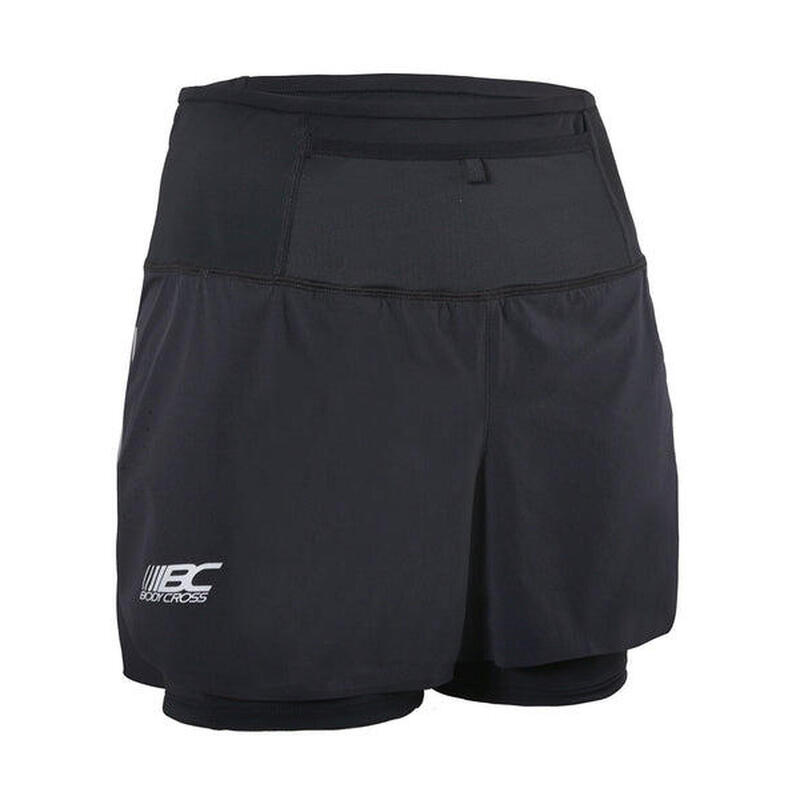 Short de running 2 en 1 Linh Ultra - Noir - Femme