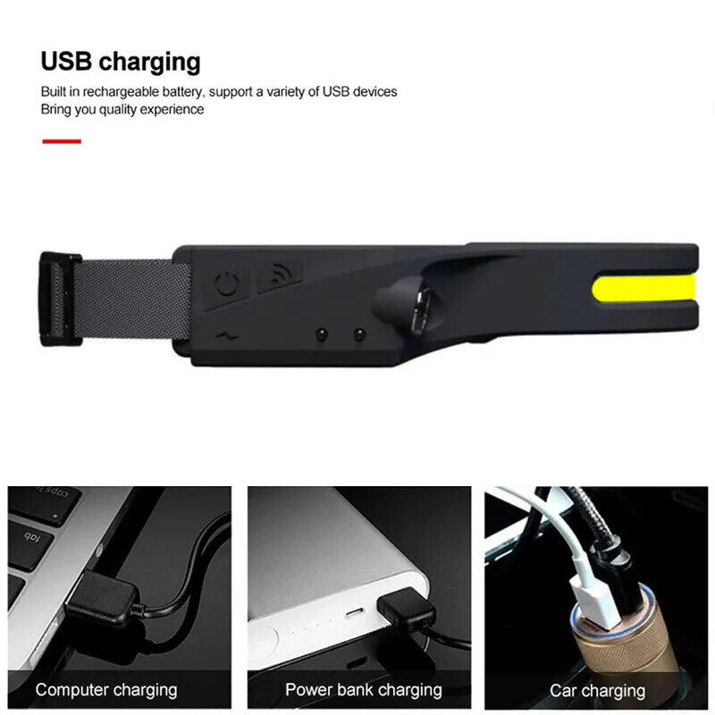 Latarka czołowa LED z czujnikiem ruchu IPX4 USB-C 1200 mAh