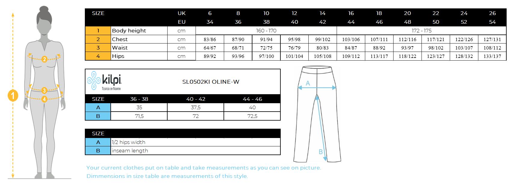 Pantalón térmico interior Mujer de esquí y nieve OLINE-W KILPI negro 3/4