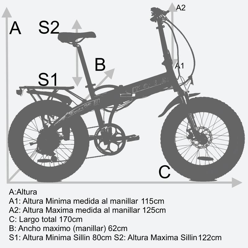 Bicicleta Eléctrica plegable Monster HB by Tucano Bikes Antracite