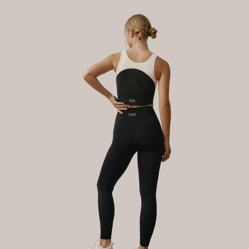 Conjunto deportivo Top+Legging Taijitu&Yinyang Bicolor de mujer Black Limba