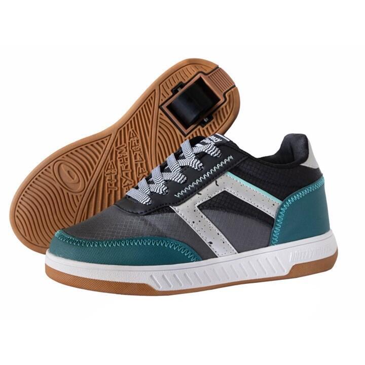 Kicks - Turquoise/Grey/Black Wheeled Heel Shoe
