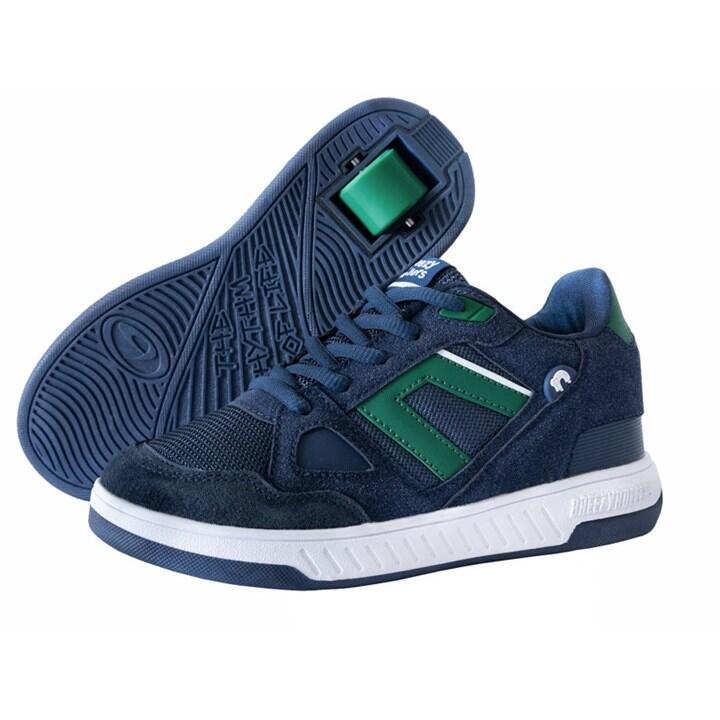 BREEZY ROLLERS Hero - Navy/Green Wheeled Heel Shoe