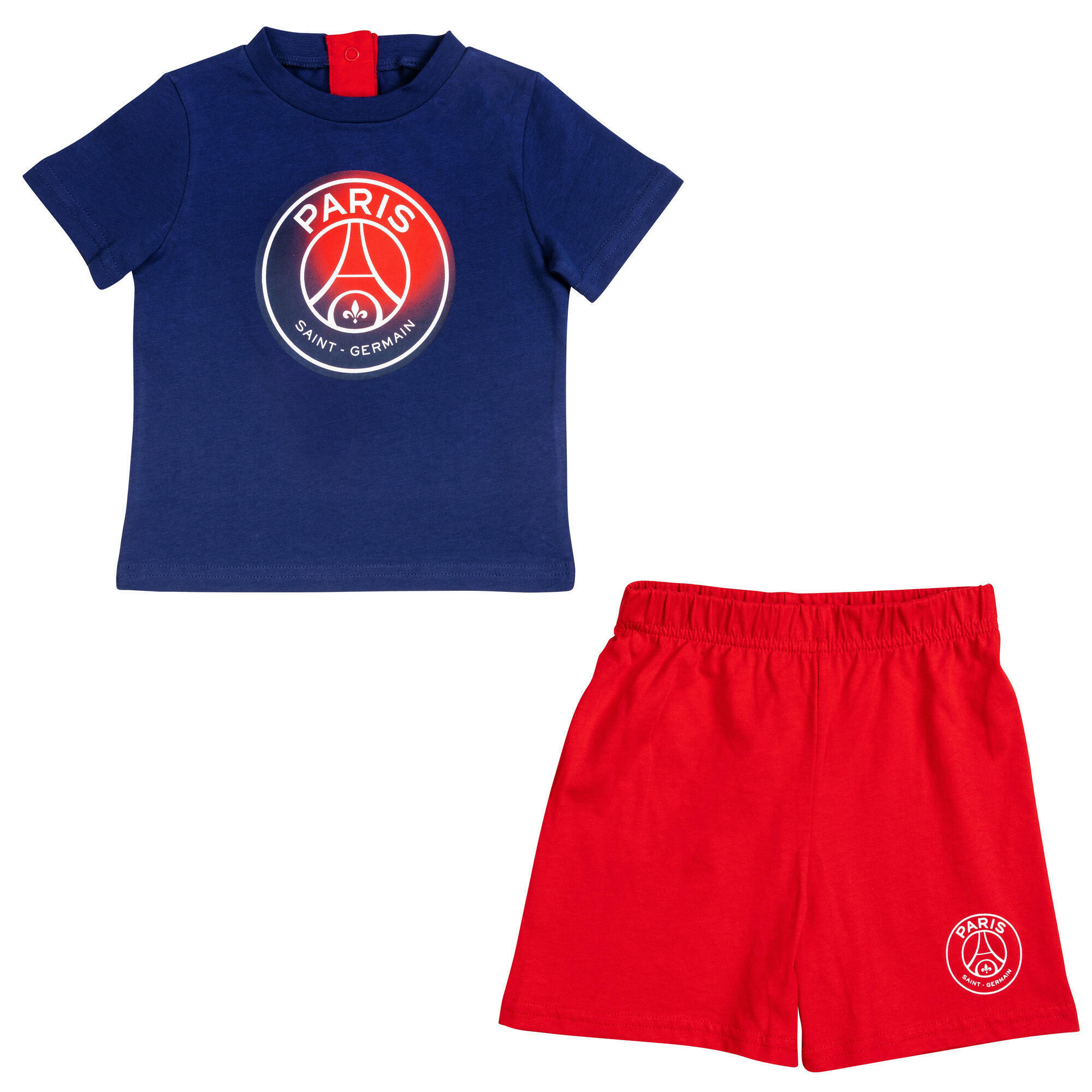 Pyjama Court Officiel PSG Paris Saint Germain - T-Shirt + Short - 100% Coton - Tailles S à XL