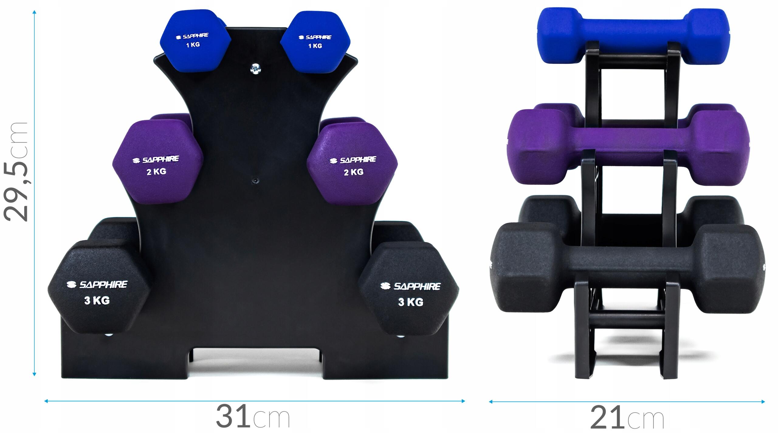 Zestaw hantelek fitness Sapphire SG-215 12kg na stojaku 2/7