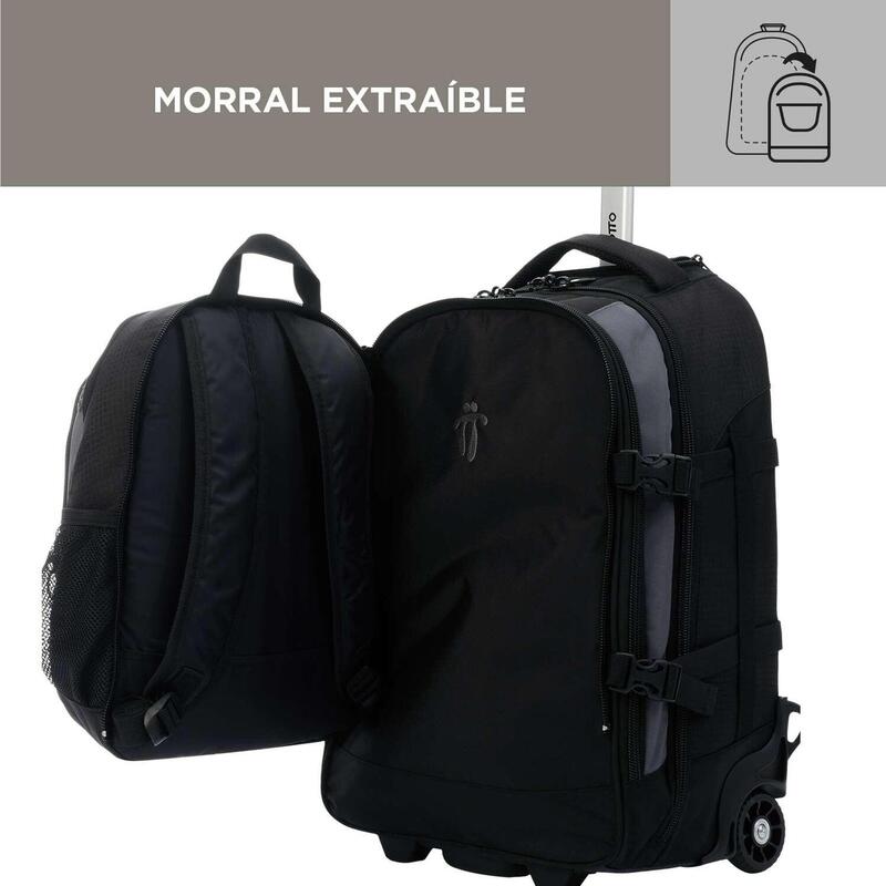 Mochila de viagem com rodas + Mochila de costas removível  TOTTO 30L