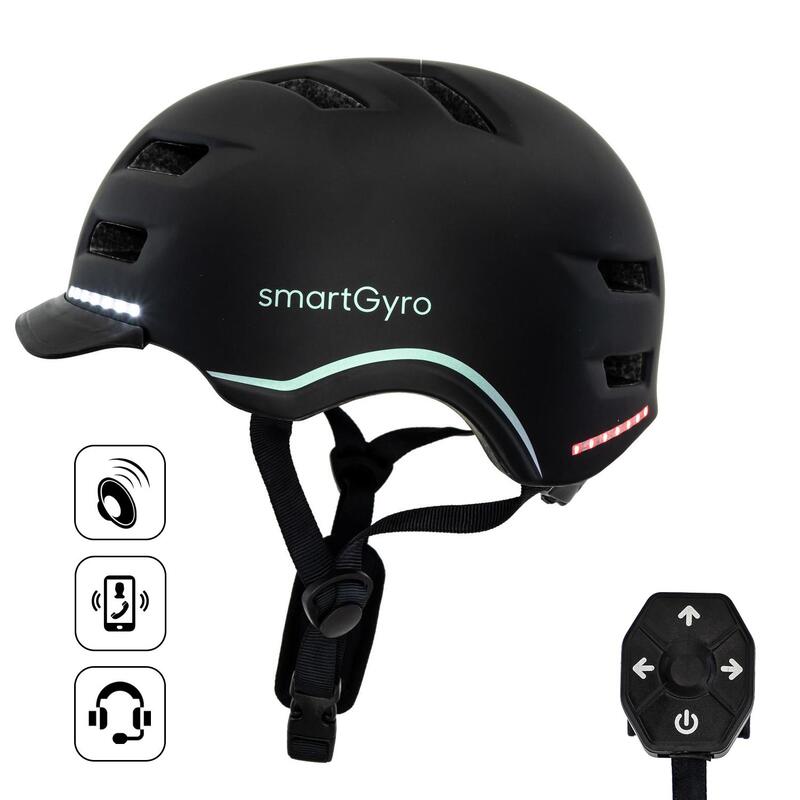 Casco Inteligente smartGyro Smart Helmet Pro, Patinetes y Bicicletas, L, Black