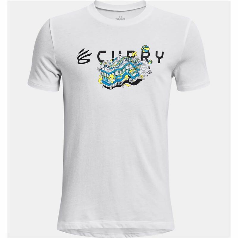 Jungen Kurzarm-T-Shirt Under Armour Curry Trolly Weiß