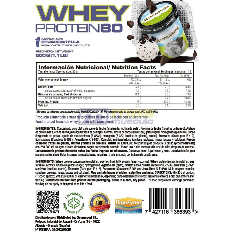 Whey Protein80 - 500g Stracciatella de MM Supplements