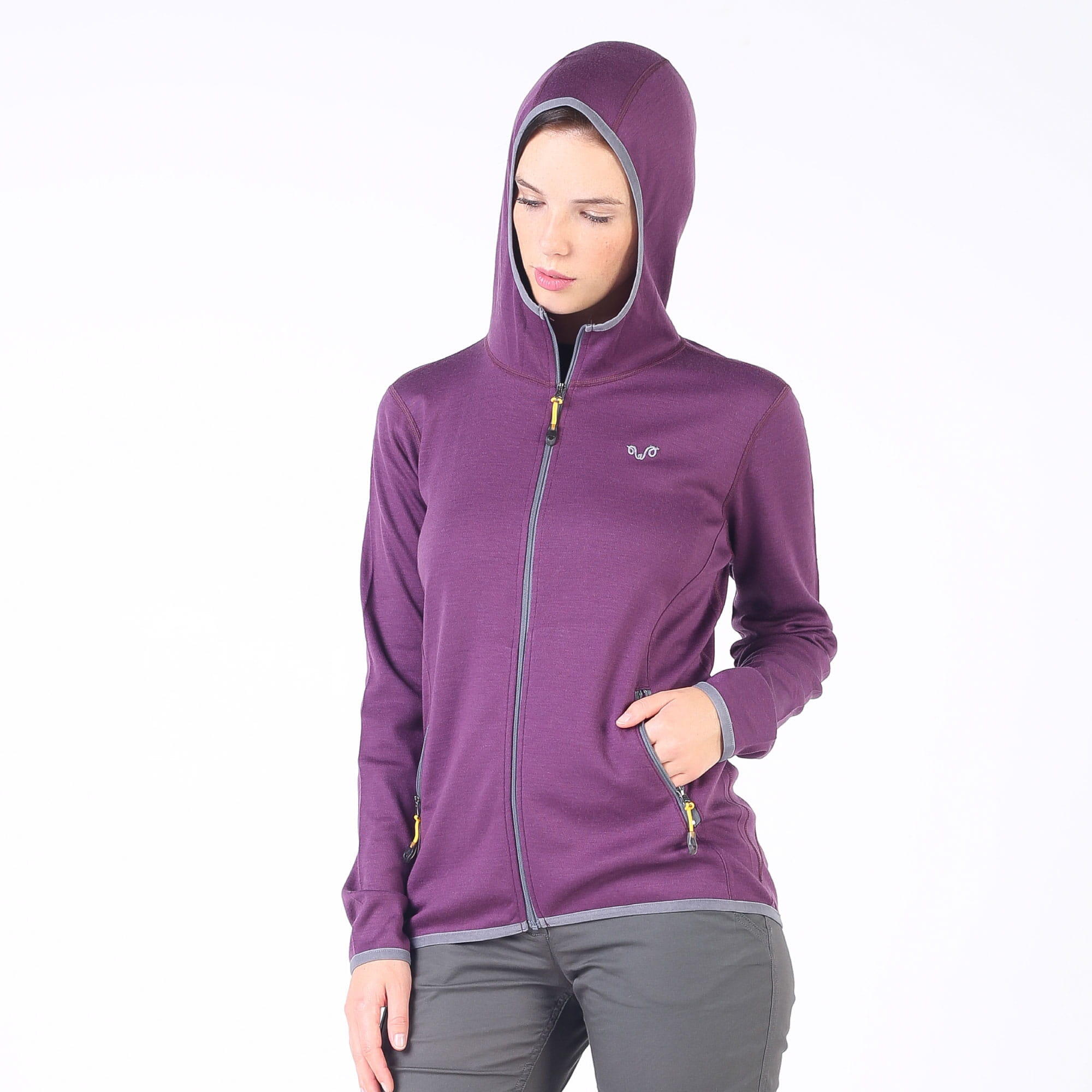 Damska bluza rozpinana z kapturem 100% Merino - Marin/Woolona 7/7