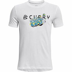 Kinder-T-Shirt met Korte Mouwen Under Armour Curry Trolly Wit