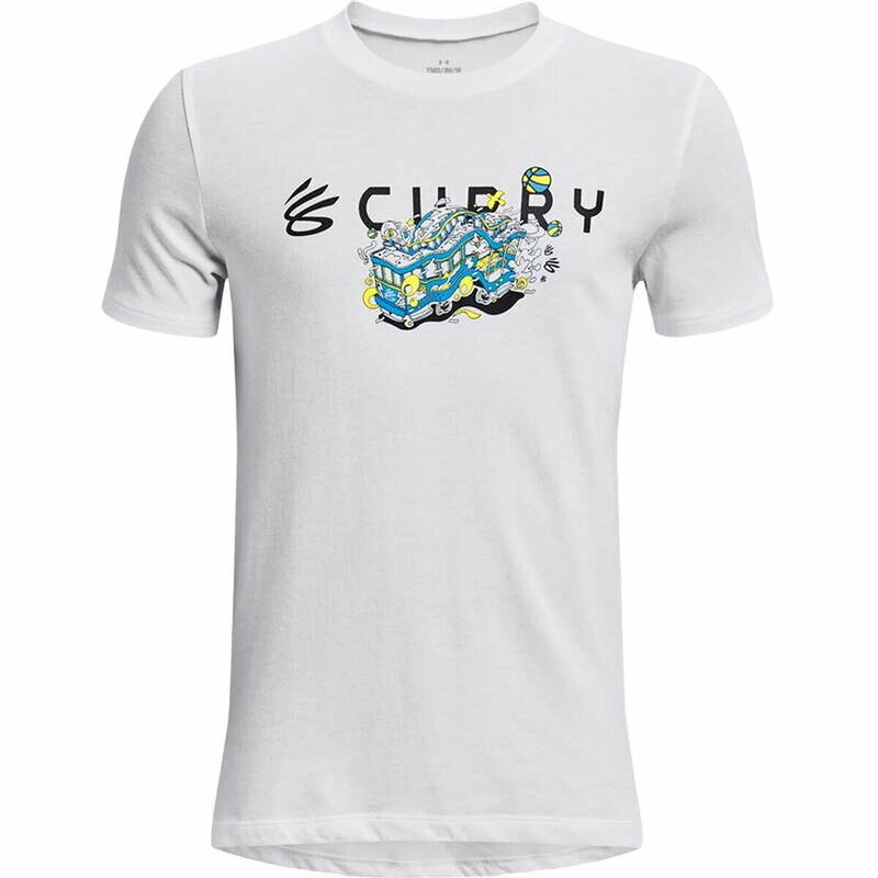 Kinder-T-Shirt met Korte Mouwen Under Armour Curry Trolly Wit