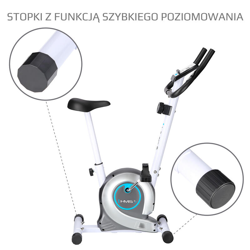 Bicicleta magnetica HMS M8750, Alb/Gri