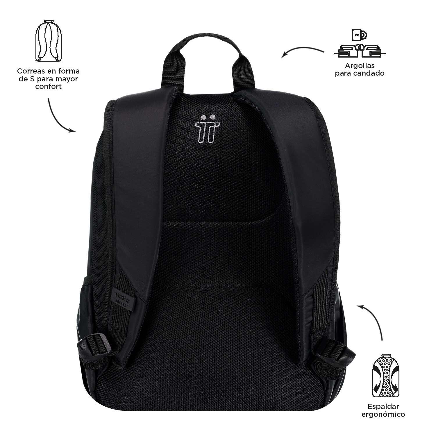 Totto Mochila urbana Tracer Negro Poliéster reciclado 40 x 28 x 16 cm 5/5