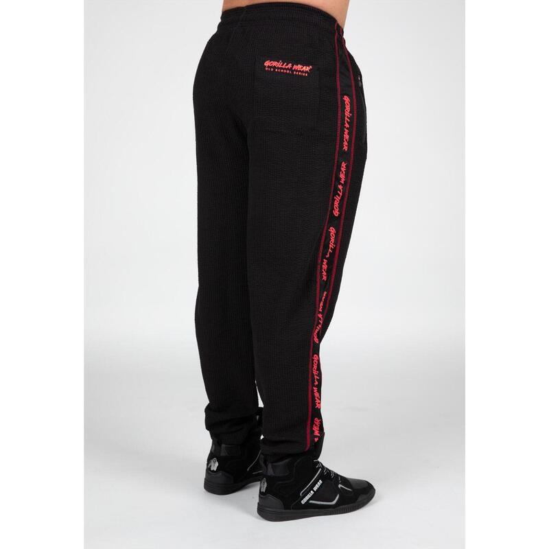 Pantalón Chándal Fitness Largo Hombre GORILLA WEAR Buffalo Negro Rojo