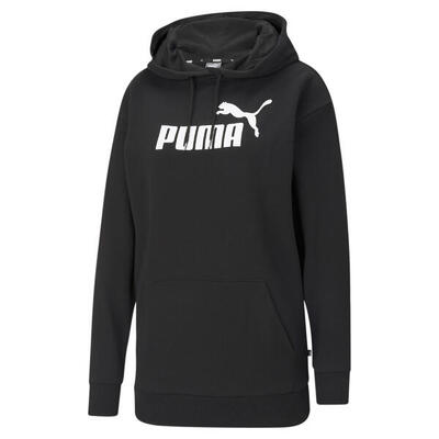 Essentials Logo Elongated Hoodie Damen PUMA Black
