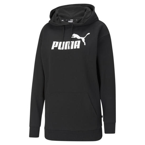 Essentials Logo Elongated Hoodie Damen PUMA Black