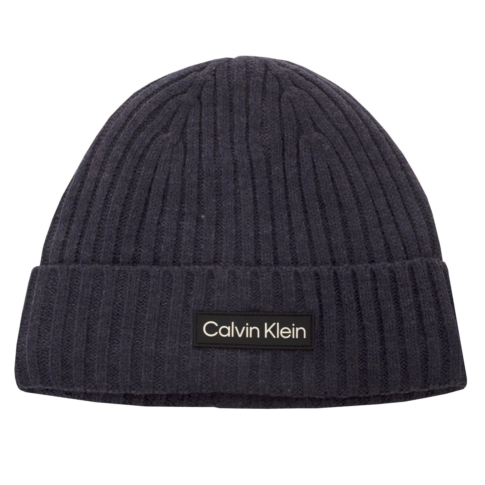 CALVIN KLEIN Calvin Klein Chunky Knit Badge Beanie Peacoat Marl - ONESIZE