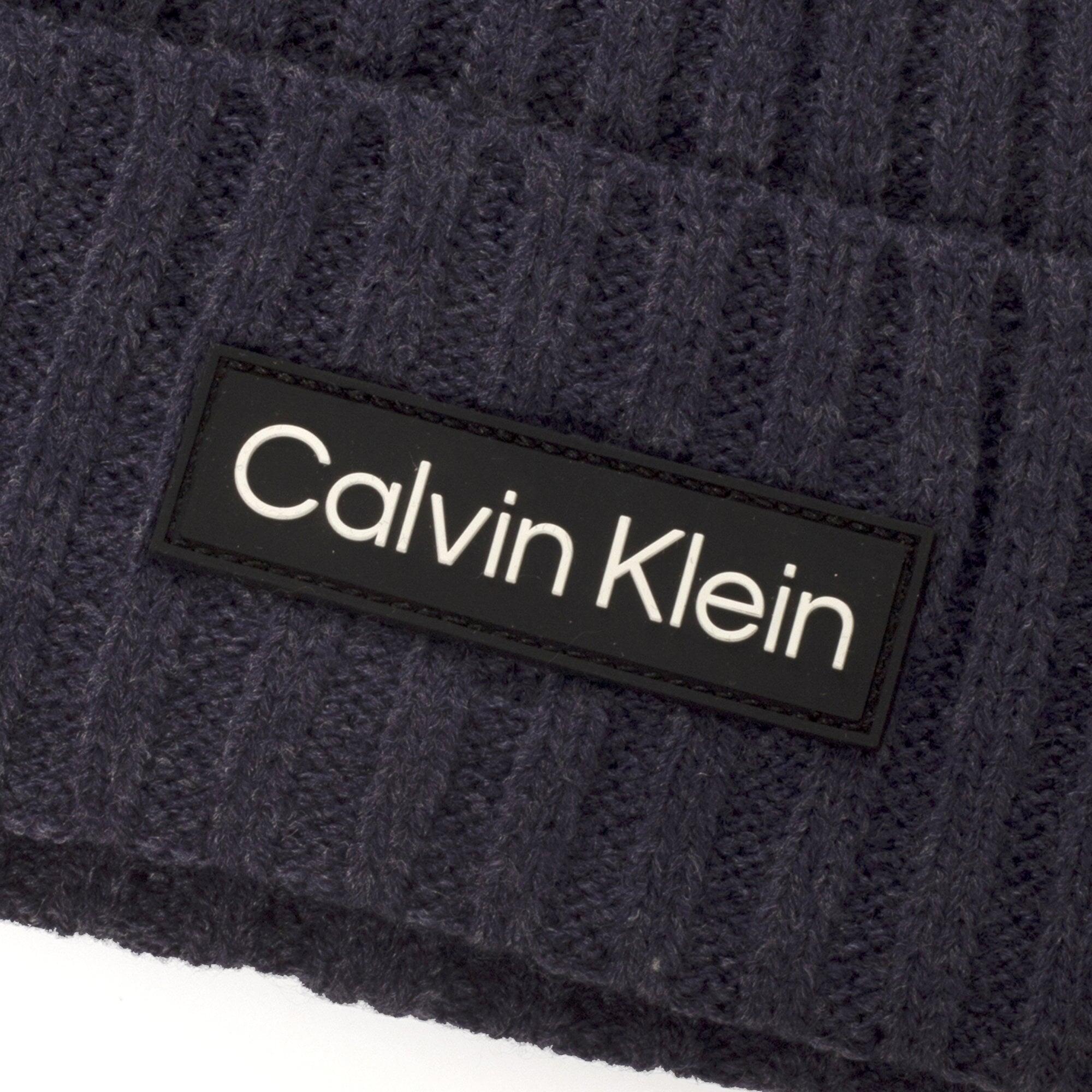 Calvin Klein Chunky Knit Badge Beanie Peacoat Marl - ONESIZE 3/5