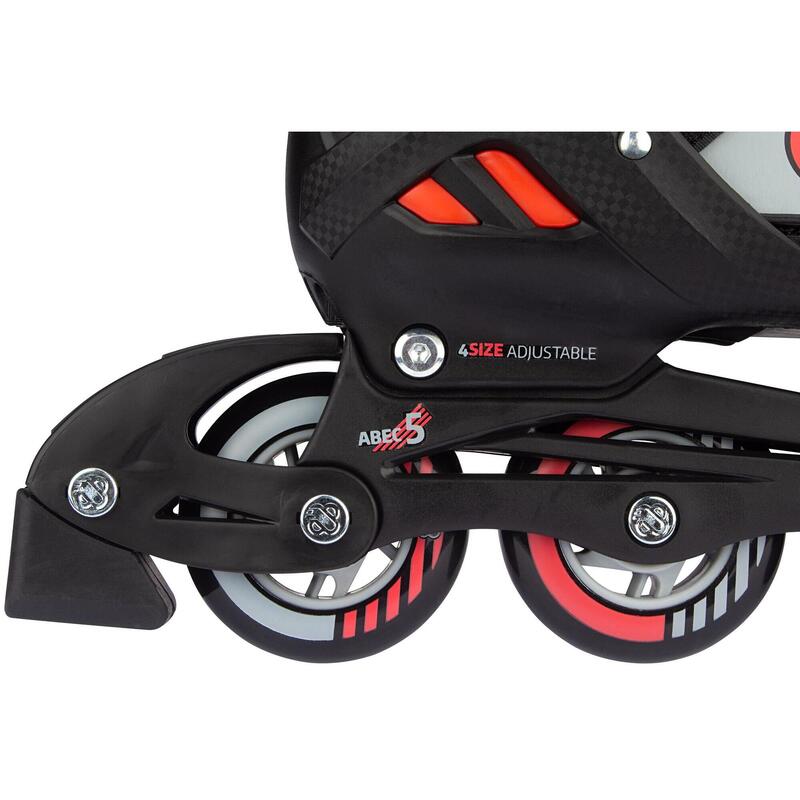 Role/patine reglabile Nijdam Combo Red Raider, Negru/Portocaliu, 33-36