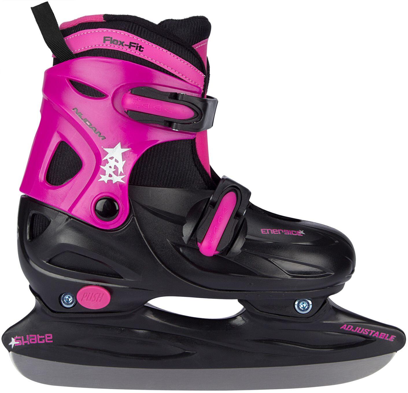 Patine reglabile fete Nijdam HardBoot negru/fuxia 38-41