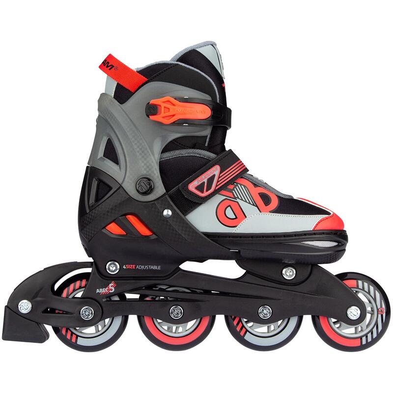 Role/patine reglabile Nijdam Combo Red Raider, Negru/Portocaliu, 33-36