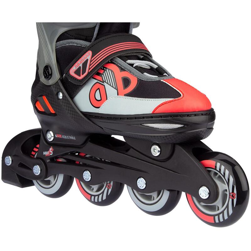 Role/patine reglabile Nijdam Combo Red Raider, Negru/Portocaliu, 33-36
