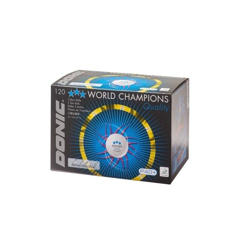 Mingi Donic World Champion *** P40+ albe, 120 de bucati, Alb, uni