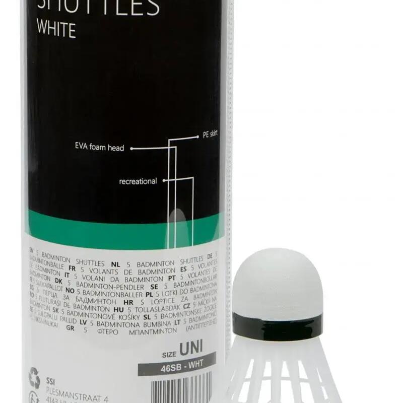 5 Badminton Shuttles - White