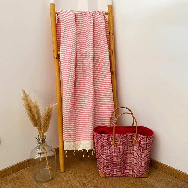 Fouta traditionnelle Yadara Pinky 100x200 190g/m² rose