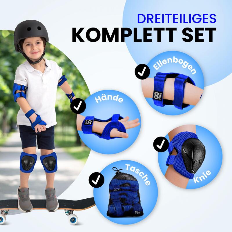 Protektoren Schoner Set Kinder - TÜV Skateboard Schützer Set Scooter Knieschoner