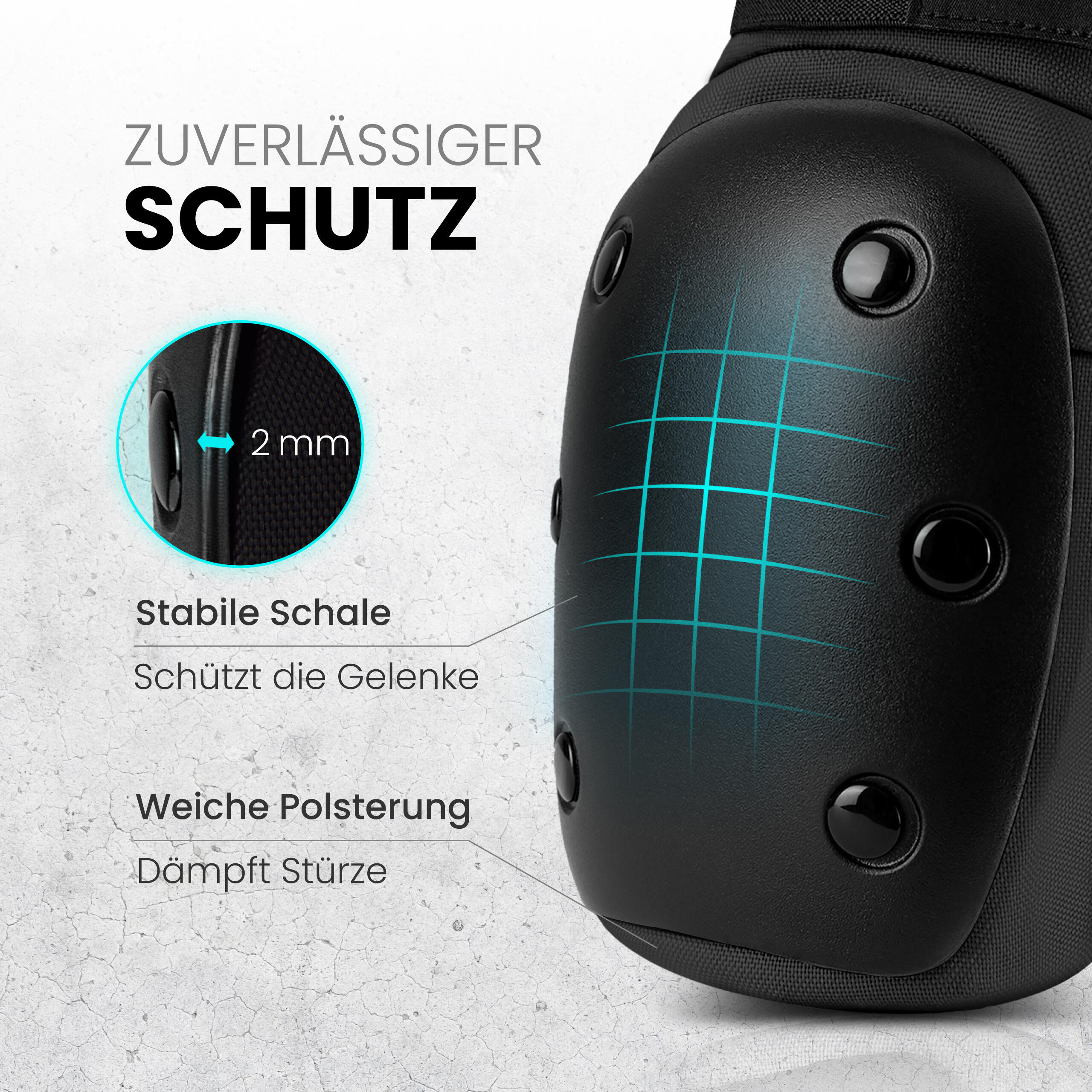 Schützer Set Protektoren Erwachsene Inliner TÜV - Ellenbogen, Knieschoner & Hand 4/7