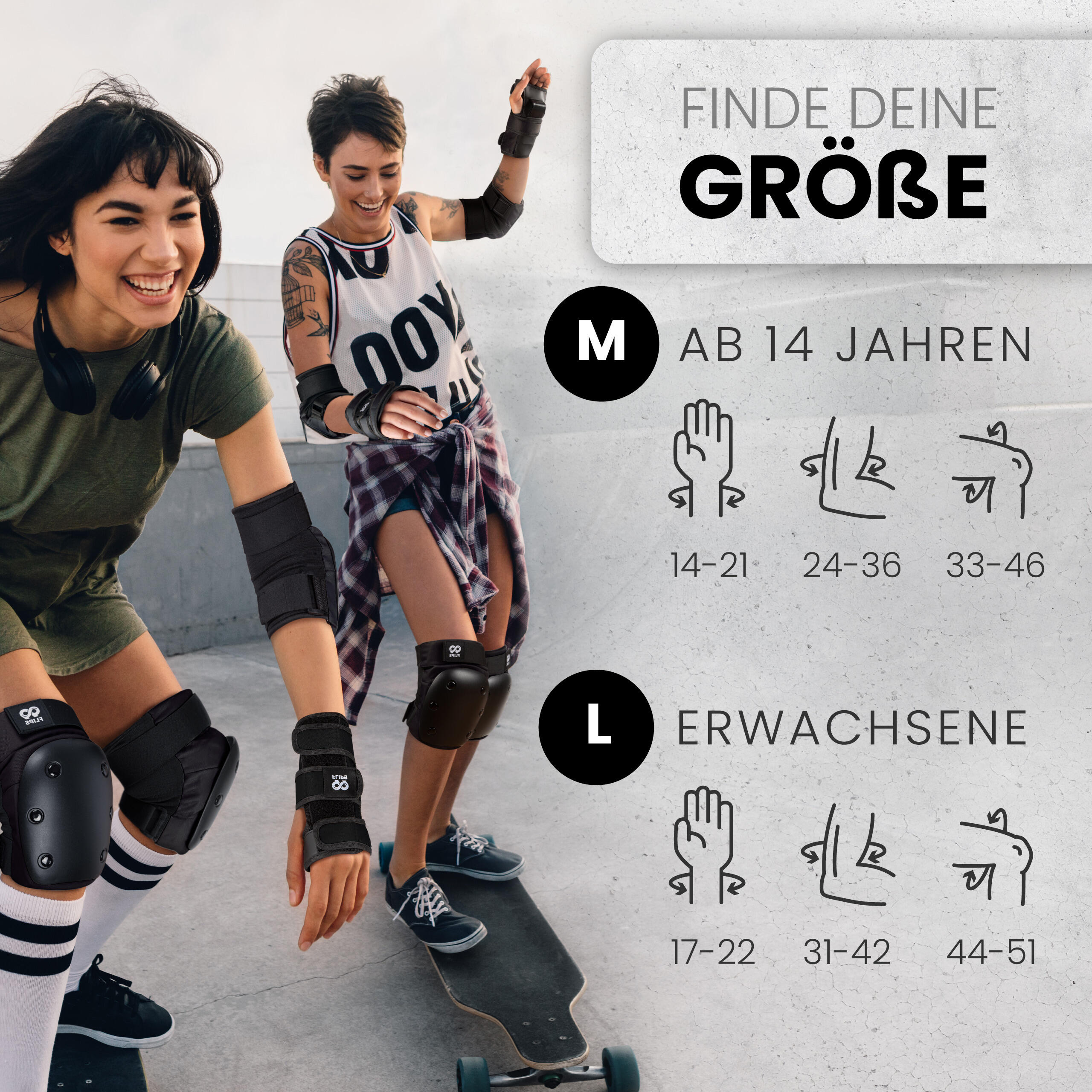 Schützer Set Protektoren Erwachsene Inliner TÜV - Ellenbogen, Knieschoner & Hand 6/7