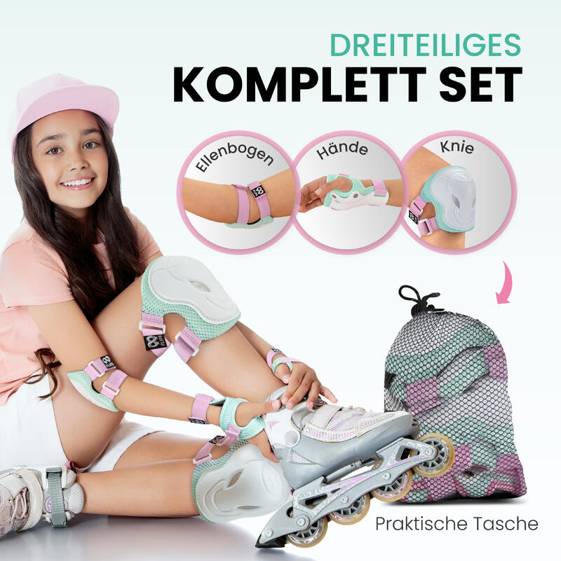 Schützer Set Protektoren Kinder Skateboard  TÜV 3-er Schoner Set Inliner Skating