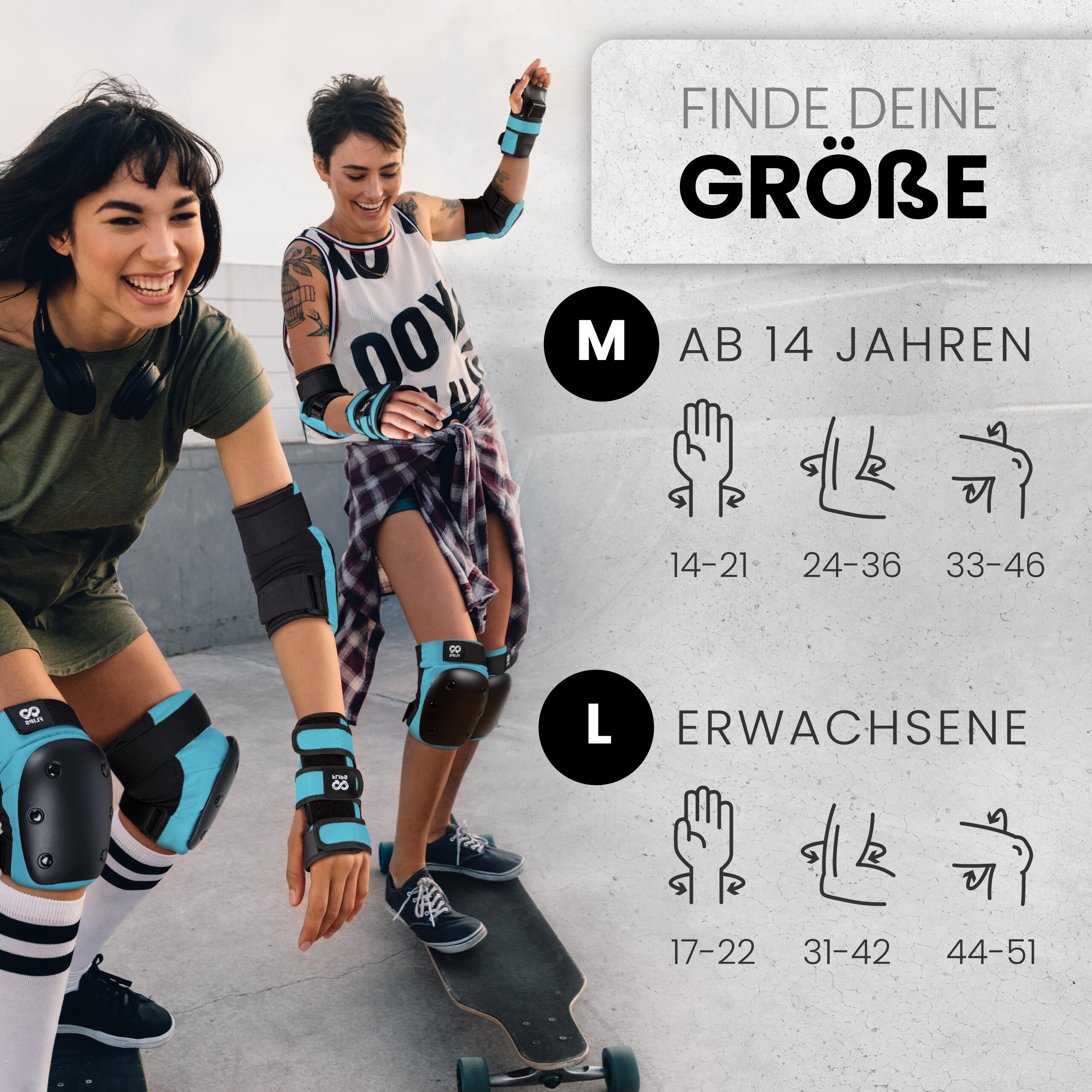 Schützer Set Protektoren Erwachsene Inliner TÜV - Ellenbogen, Knieschoner & Hand 6/7