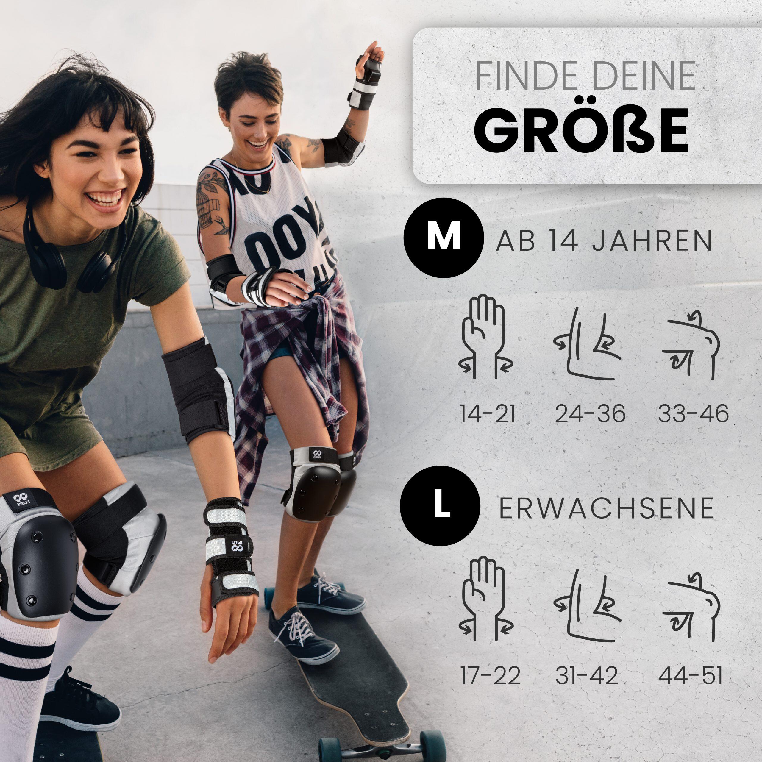 Schützer Set Protektoren Erwachsene Inliner TÜV - Ellenbogen, Knieschoner & Hand 6/7