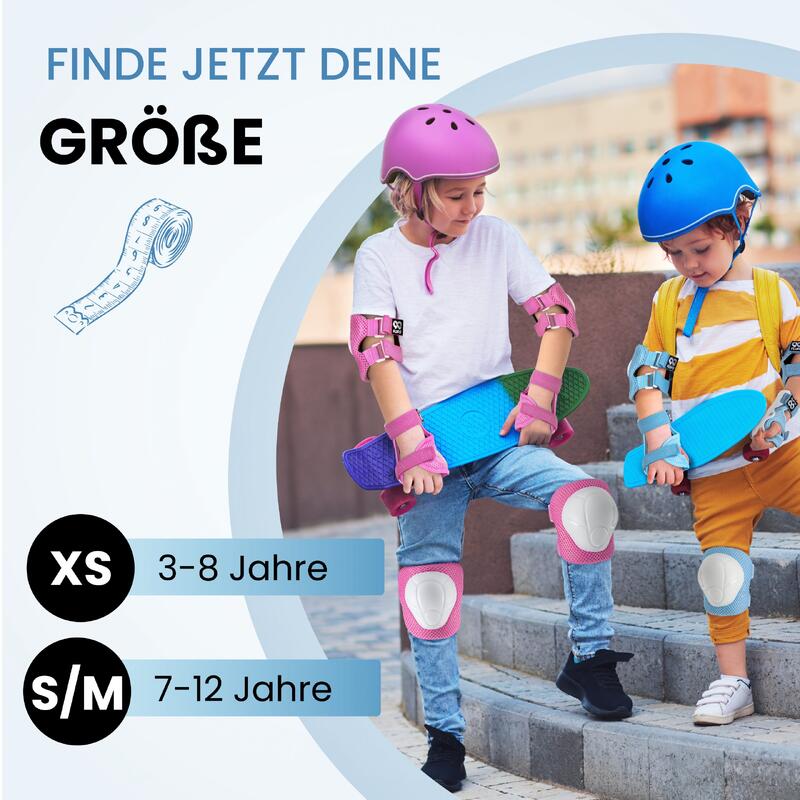 Protektoren Schoner Set Kinder - TÜV Skateboard Schützer Set Scooter Knieschoner