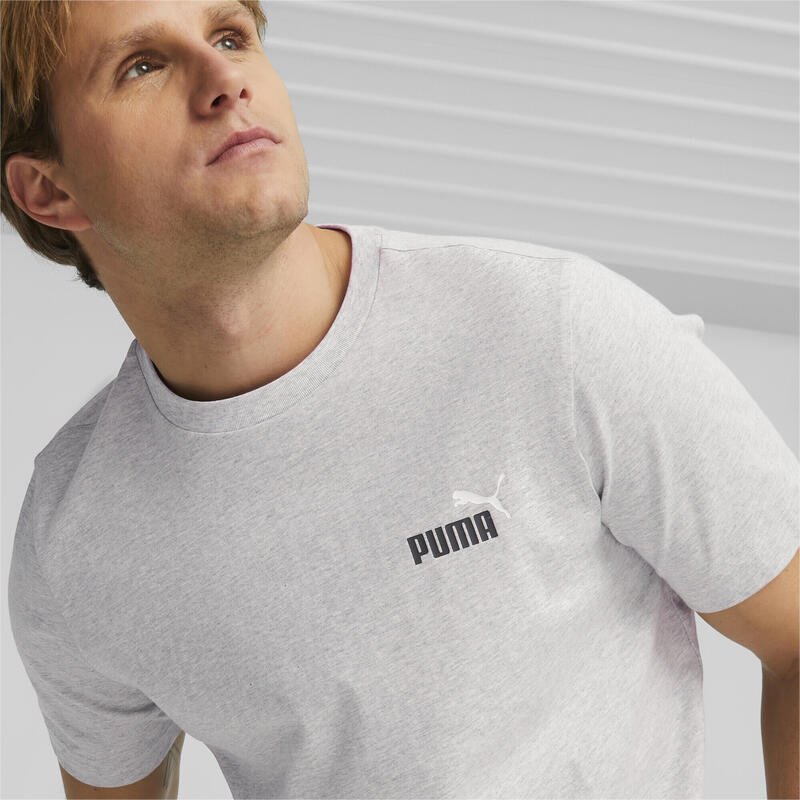 Camiseta Essentials+ con logotipo bicolor pequeño Hombre PUMA Light Gray Heather