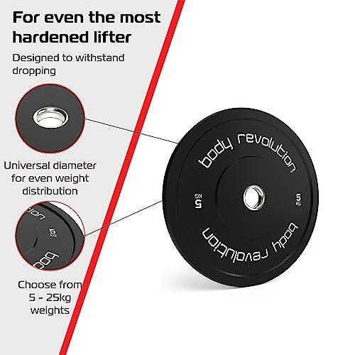 Olympic Bumper Plates - Black Rubber Coated Weight Plates - 5kg (Pair) 4/5