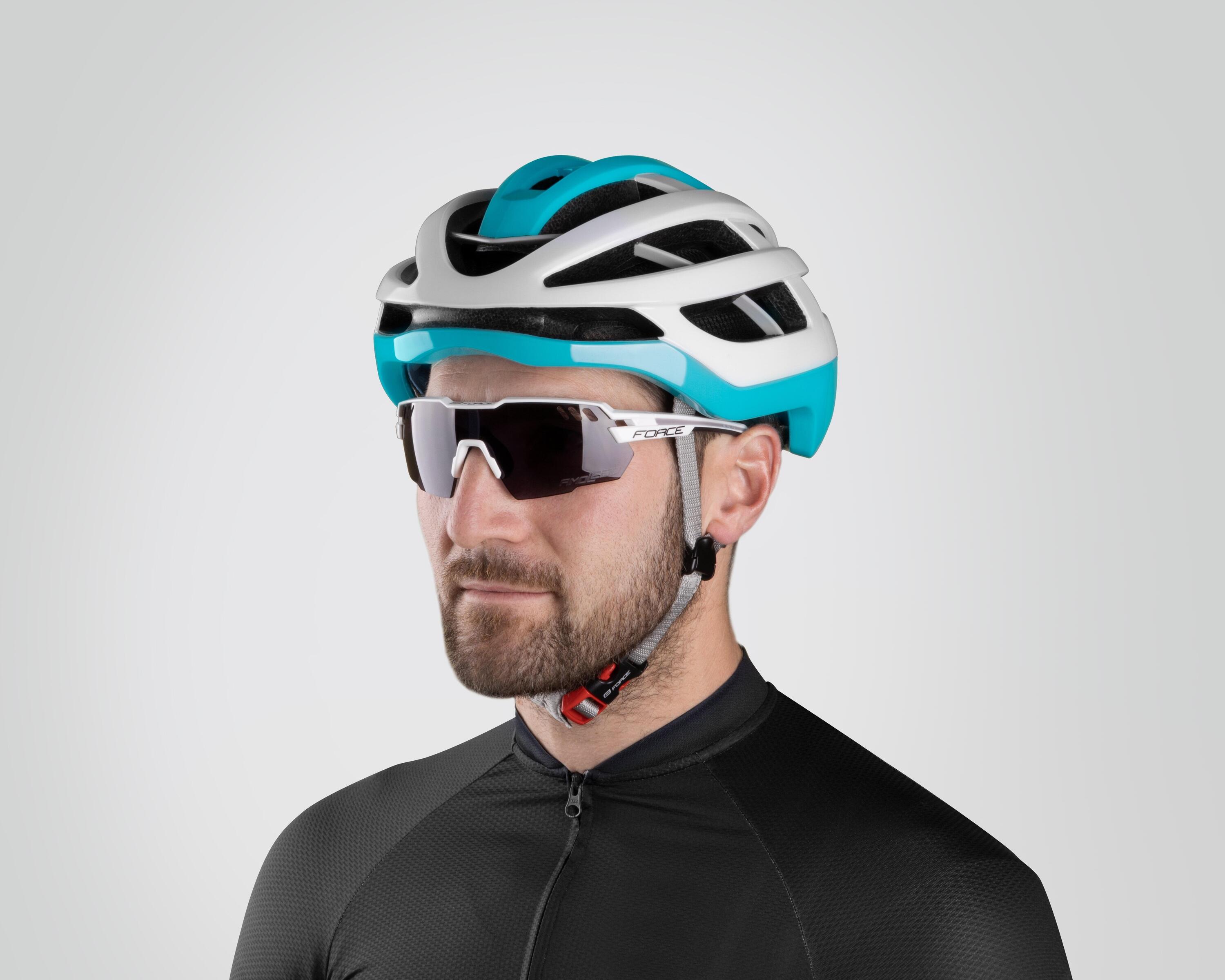 Casco ciclismo FORCE LYNX blanco-turquesa 6/7