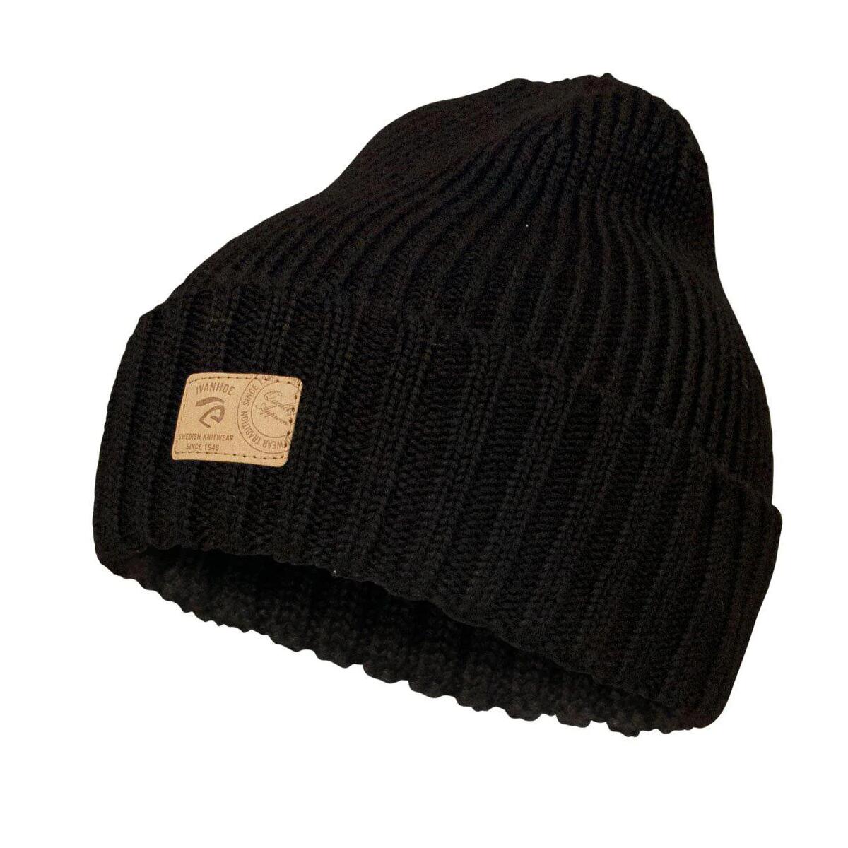IVANHOEOEFSWEDEN Rippstrickmütze aus Wolle Ipsum Schwarz – Einheitsgröße – Schwarz
