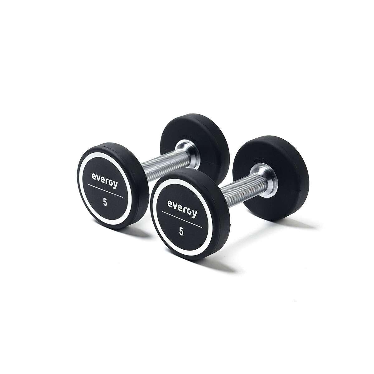 Mancuernas redondas poliuretano 5kg (par) dumbbells evergy 1/5