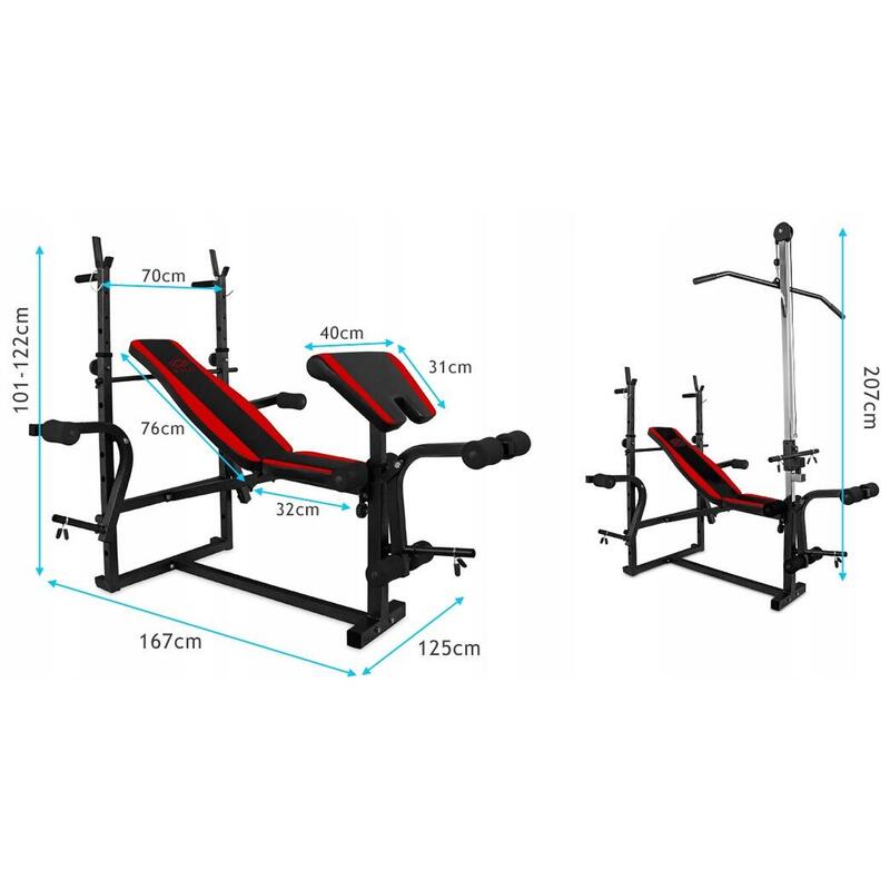 Zestaw kulturystyczny Sapphire SG 96kg z ławką XG-500 z wyciągiem