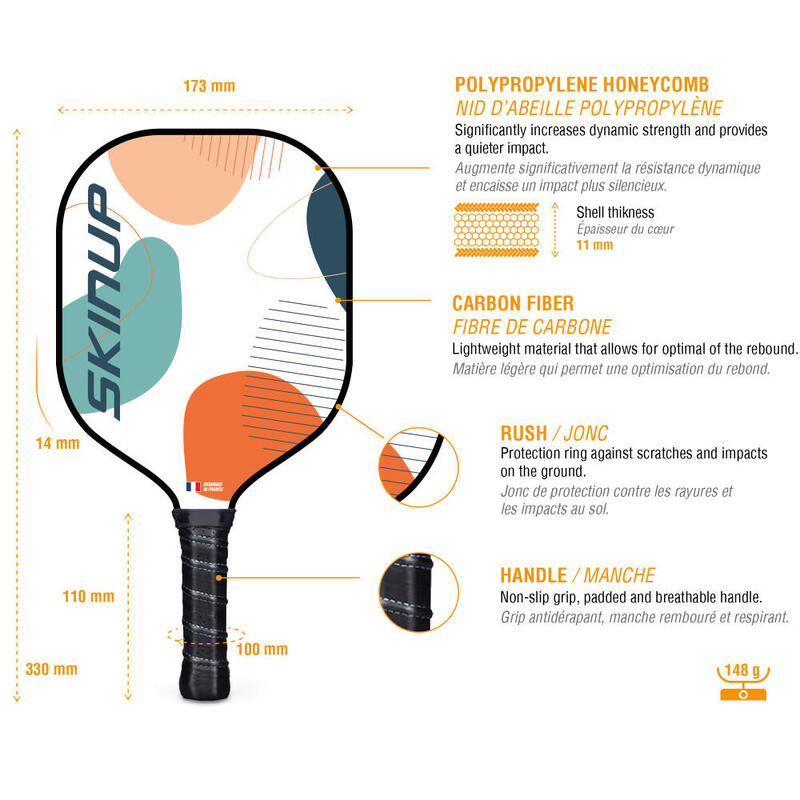 SKINUP 4 pickleball Kids rackets met 6 ballen