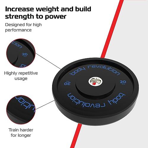 Olympic Bumper Plates - Black Rubber Coated Weight Plates 20kg (Pair) 3/5