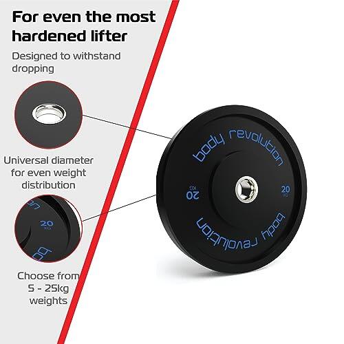 Olympic Bumper Plates - Black Rubber Coated Weight Plates 20kg (Pair) 4/5