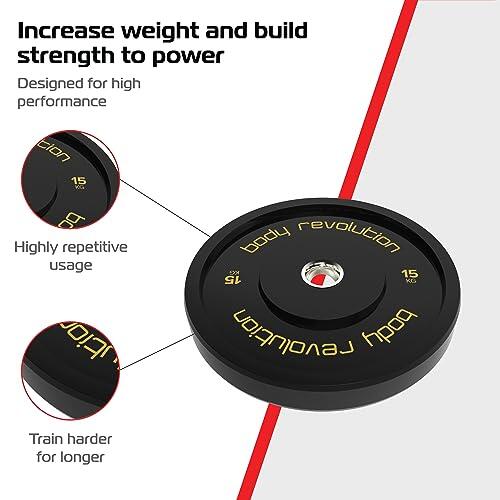 Olympic Bumper Plates - Black Rubber Coated Weight Plates 15kg (Pair) 3/5