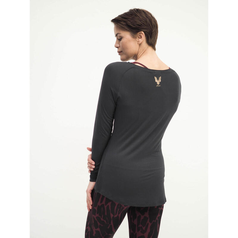 Yoga Longsleeve Nandi Yoga Damen Grau Stretchig KISMET